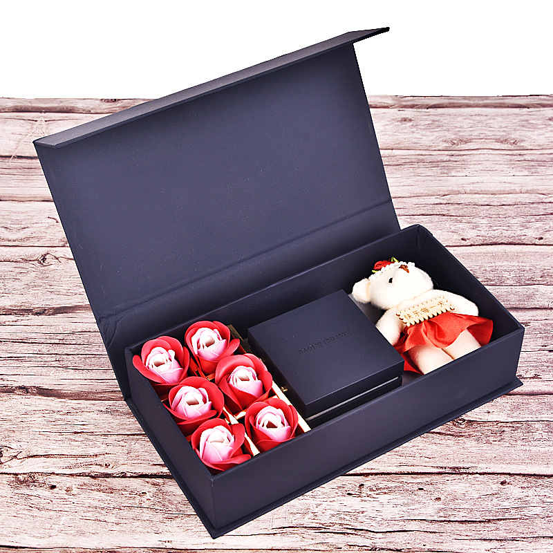 七夕情人节项链包装盒定做高档创意永生玫瑰花翻盖礼品盒定制
