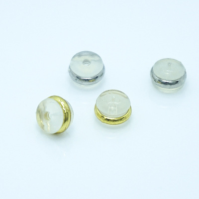 diy Earrings parts 14K hamburger Ear plug Cover with gold leaf silica gel circular groove soft Earplugs