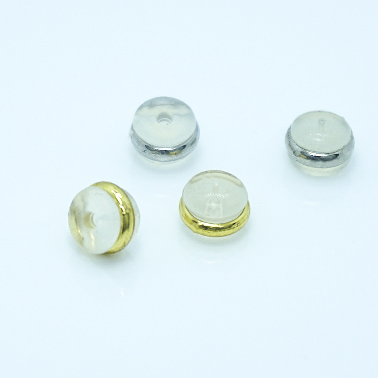 diy Earrings parts 14K hamburger Ear plug Cover with gold leaf silica gel circular groove soft Earplugs