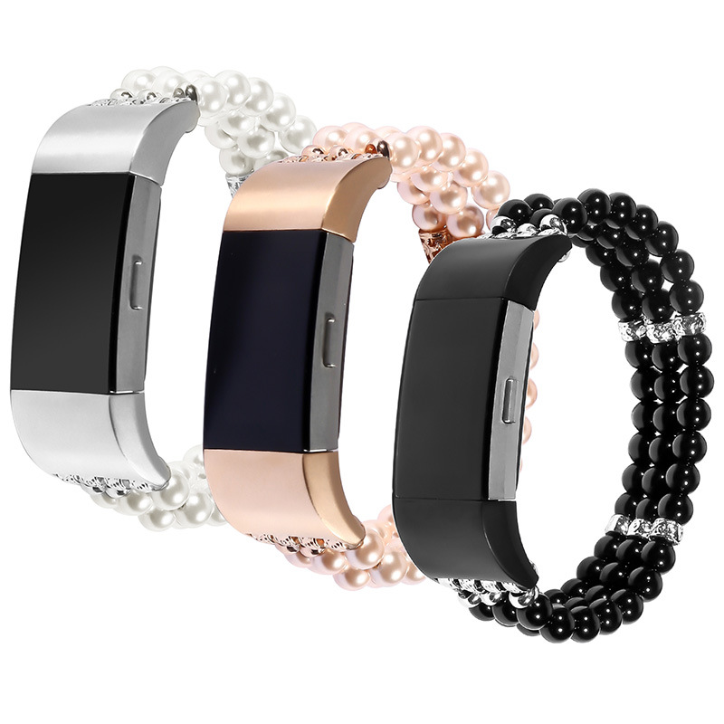 适用fitbit charge2智能手表运动手环替换婉新款珍珠表带