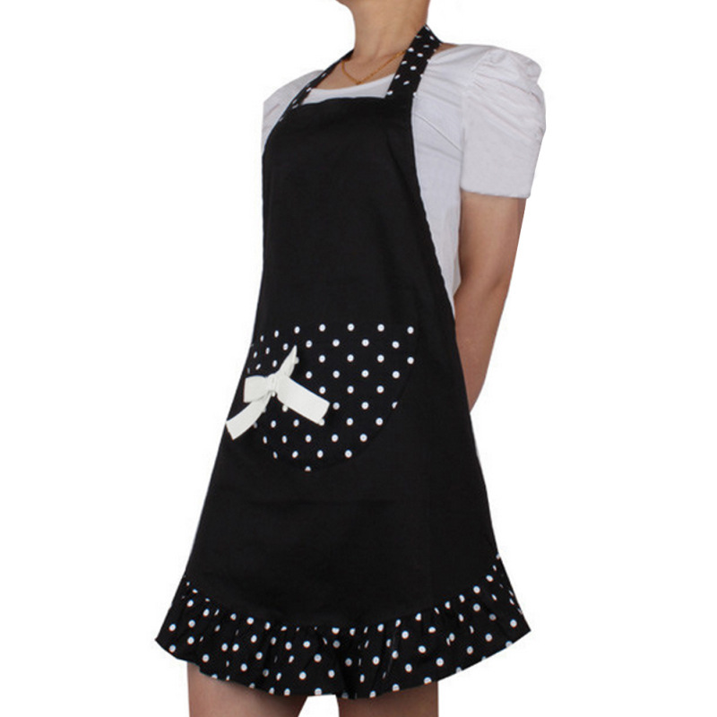 圍裙廠家韓版可愛公主全棉圍裙時尚格子天藍(lán)色美甲美容圍裙工作服