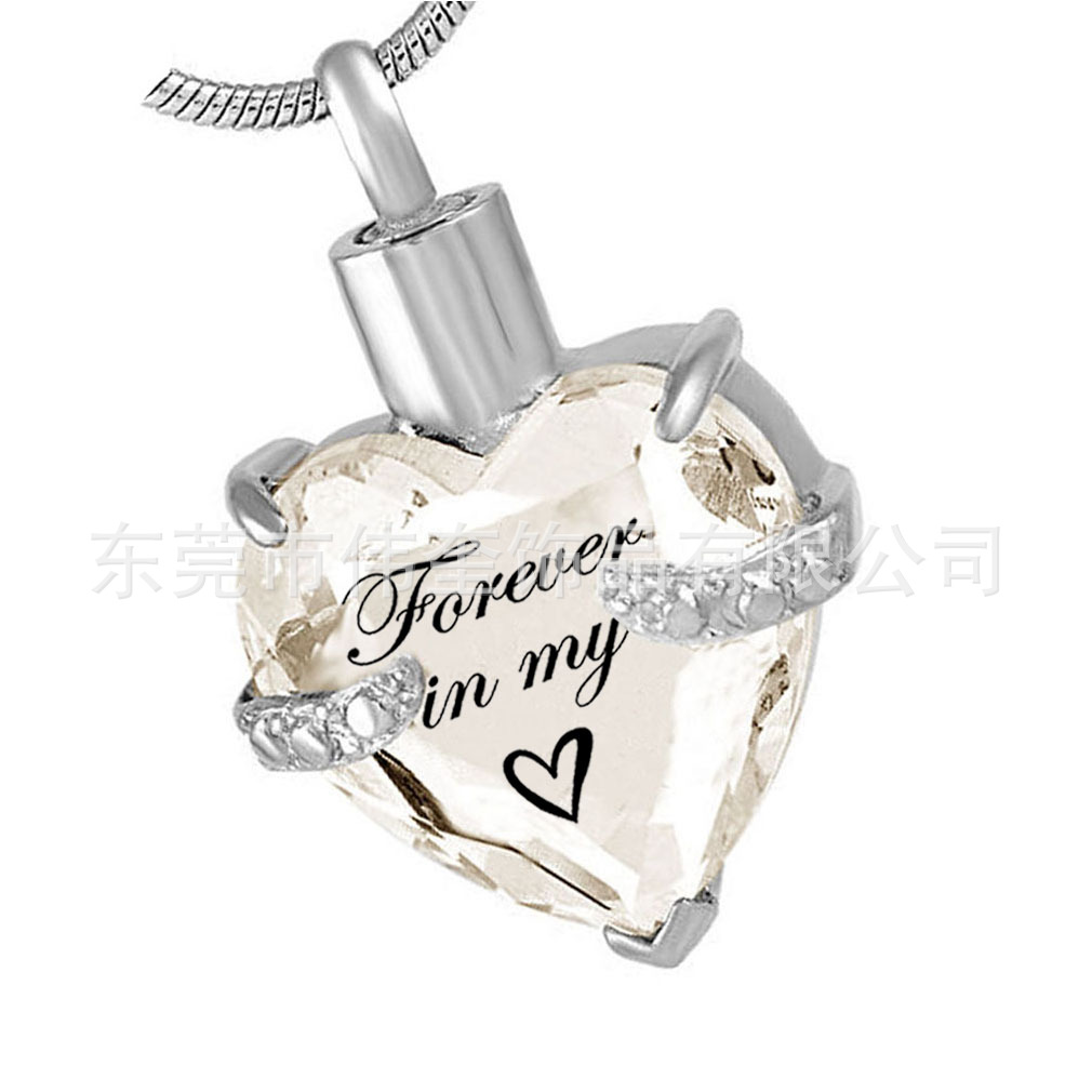 Amazon SUMINISTRO DE ACERO INOXIDABLE joyería cristal melocotón corazón 12 color cumpleaños piedra púrpura oscuro cinerario ataúd colgante collar