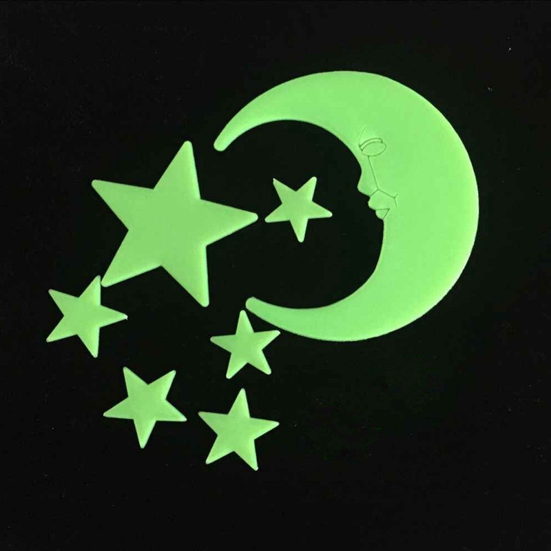 Luminous Universe Bedroom Wall Fluorescent 3D Moon Stars Romantic Full House Glowing Ceiling Stickers_voghion.com