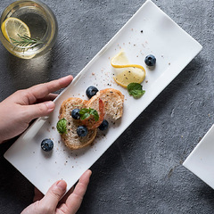 Customized pure white ceramic tableware, creative long Japanese dinner plate, sushi plate, rectangular dessert barbecue plate wholesale