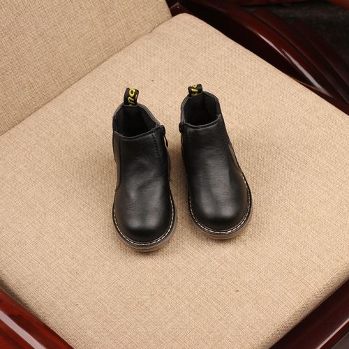 Cross-border  Spring and Autumn Children's Leather Boots Boys Casual Martin Boots Girls Thickened Retro Fashion Children's Shoes Side Zipper