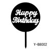 Acrylic Birthday Cake Respuent Round pattern happy Creative Cake Decoration Plug -in Customized Cake Cake Flag