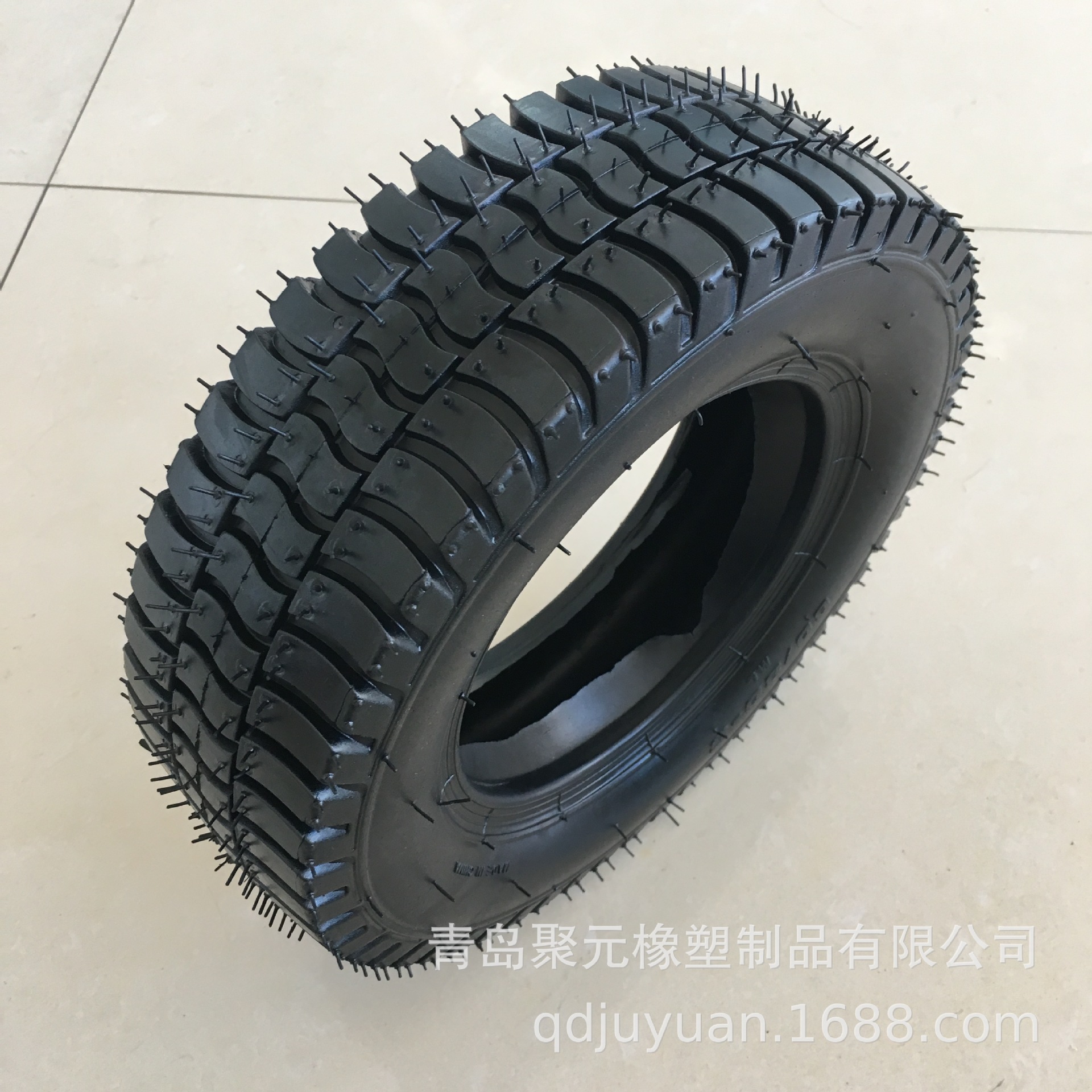 生产橡胶轮胎80-6橡胶外胎铝制轮毂金属轮毂10寸4PR橡胶轮胎