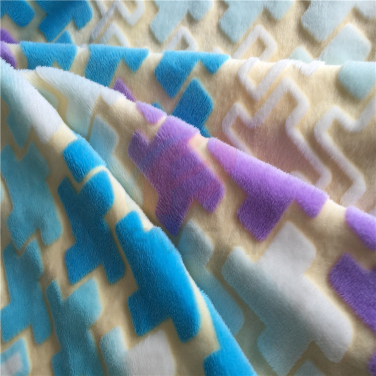 厂家直销各种经编烂花印花超柔短毛绒 经编家纺面料
