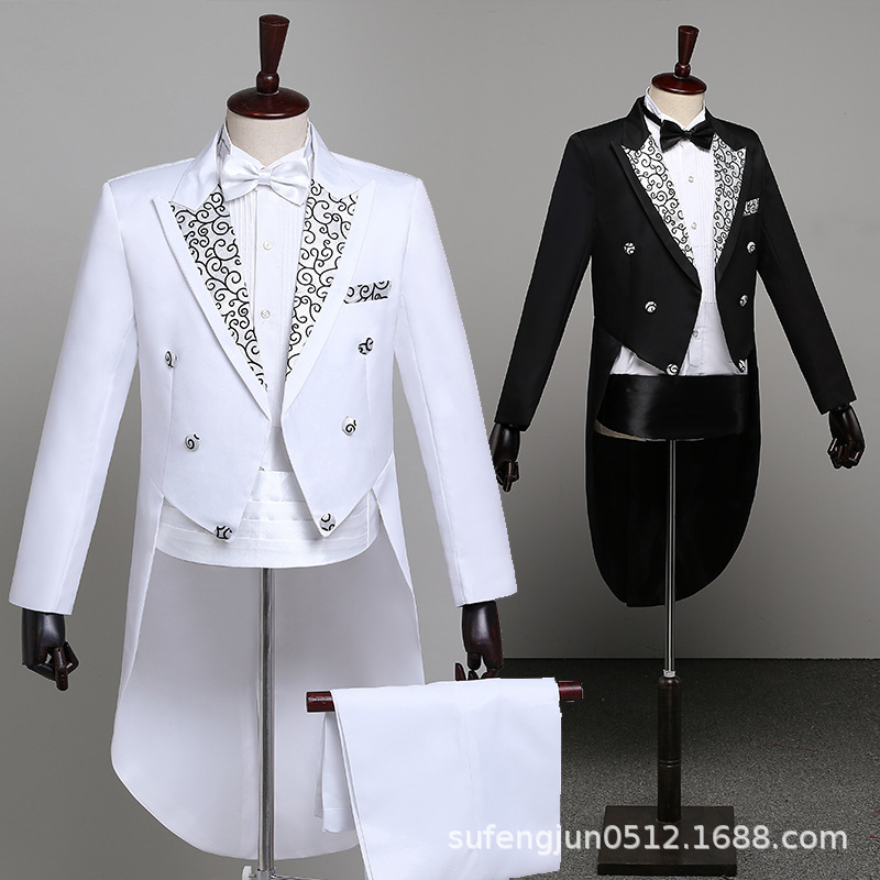 Men's Tuxedo Wedding Ceremony New Best Man Evening Banquet Magician Host Piano Player Performance Suit Set