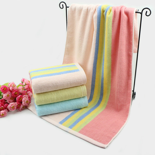 Factory Wholesale New Pure Cotton Striped Household Shower Towel with Larger Size for Men and Women Gym Yoga Exercise Towel