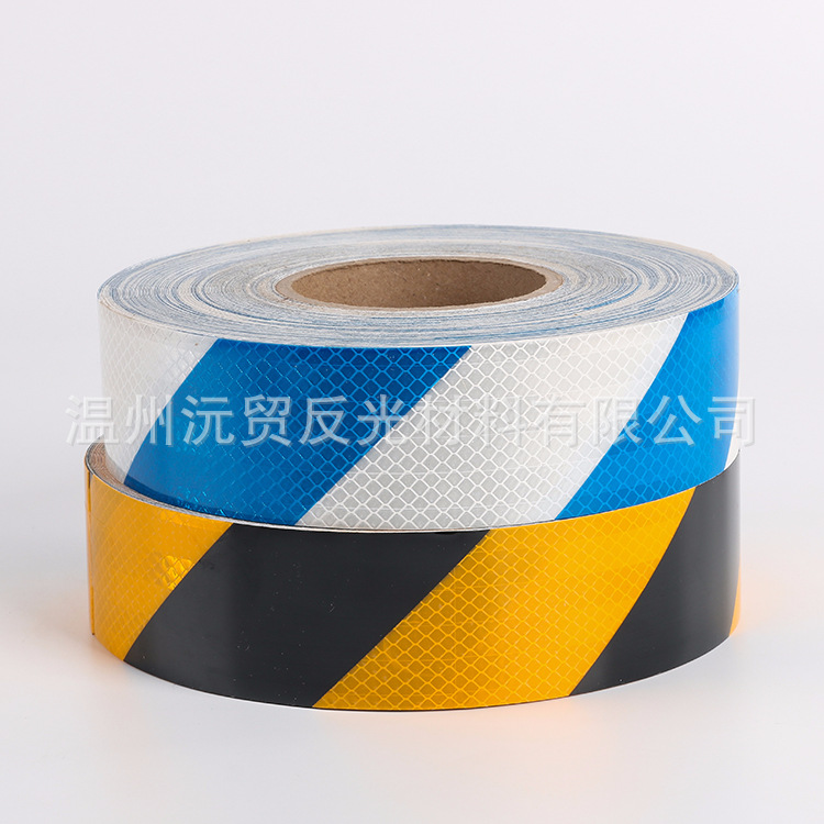 PET斜纹背胶晶彩格汽车反光膜条 车身警示胶带