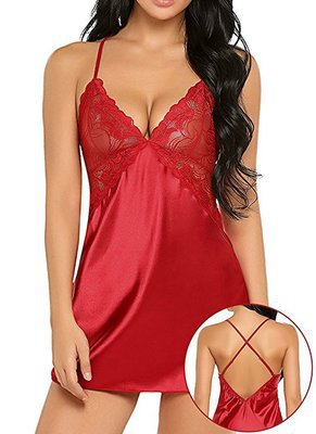 New Sexy Lingerie Sexy Back Cross Strap Nightdress Sexy Suit Lady Dress