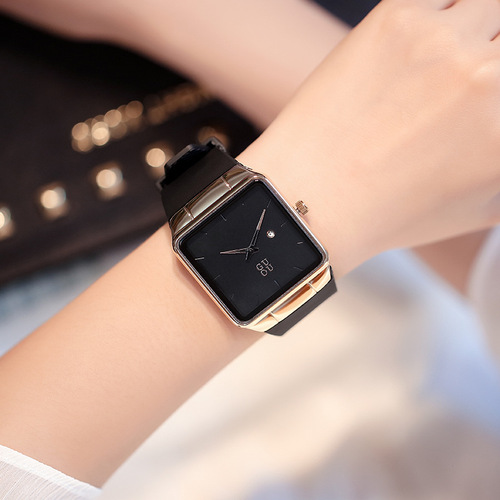 GUOU women's watch fashion sports men's and women's square quartz pair watch simple calendar dial couple watch
