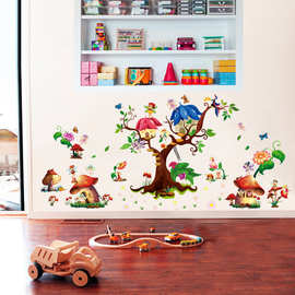 9272蝴蝶精灵卡通墙贴纸可爱儿童房卧室浪漫装饰品自粘花仙子贴画