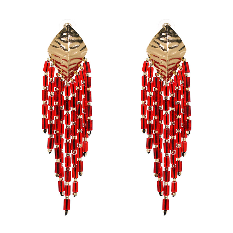 Plastic Fashion Tassel earring  red NHJJ4892redpicture2
