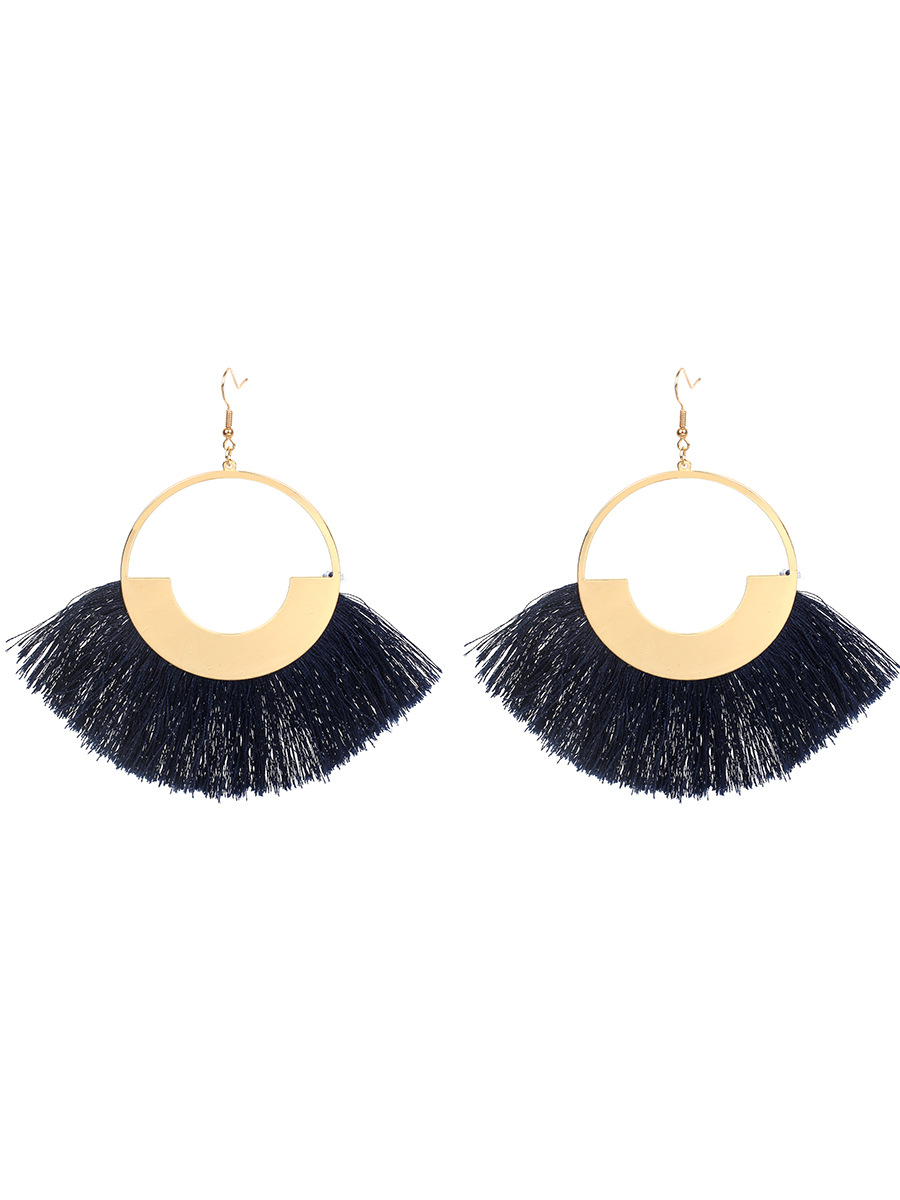 23g Weight No Inlaid Inlay Material Earrings Classification Travel, Birthday Occasion Sector Pattern Women'S Gender Ethnic Style Style Grey, Rose Red, Beige, Pink, Red, Green, Blue, Black Color Bohemian Red Retro Ethnic Style Triangle Cotton Thread Tassel Earrings 12