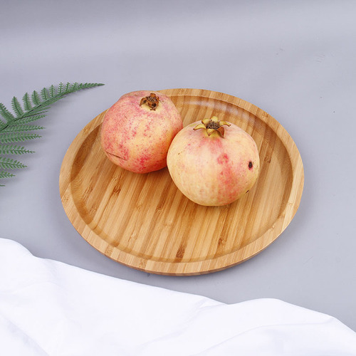 Creative round bamboo tea tray for home hotel fruit bread solid wood tray living room Japanese tea set tray wholesale