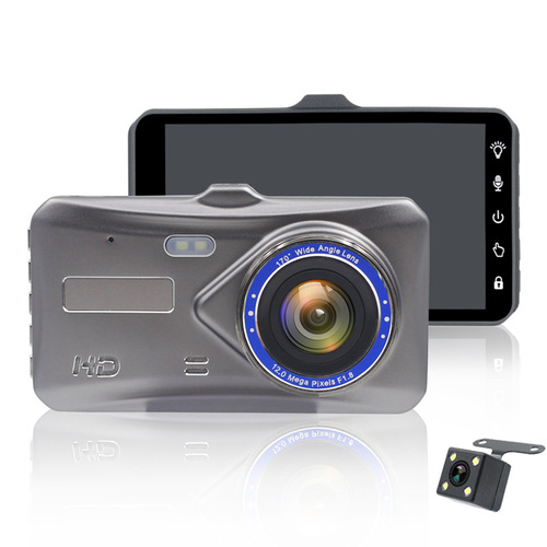 4-inch Touchscreen Metal B6T Dual Camera Dash Cam with Car HD Night Vision 1080 Reverse Image