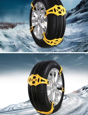 Universal Car Tire Anti-Skid Chains Tire snow chain - small-yellow-strip-rotating-lock-head-1-piece
