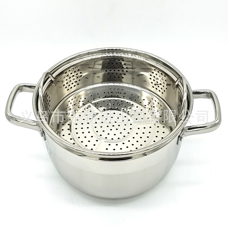 Factory direct sales of stainless steel steamers with thickened bottoms, soup POTS, Japanese double-layer induction cookers, universal steamers, gift steamers detail image 7
