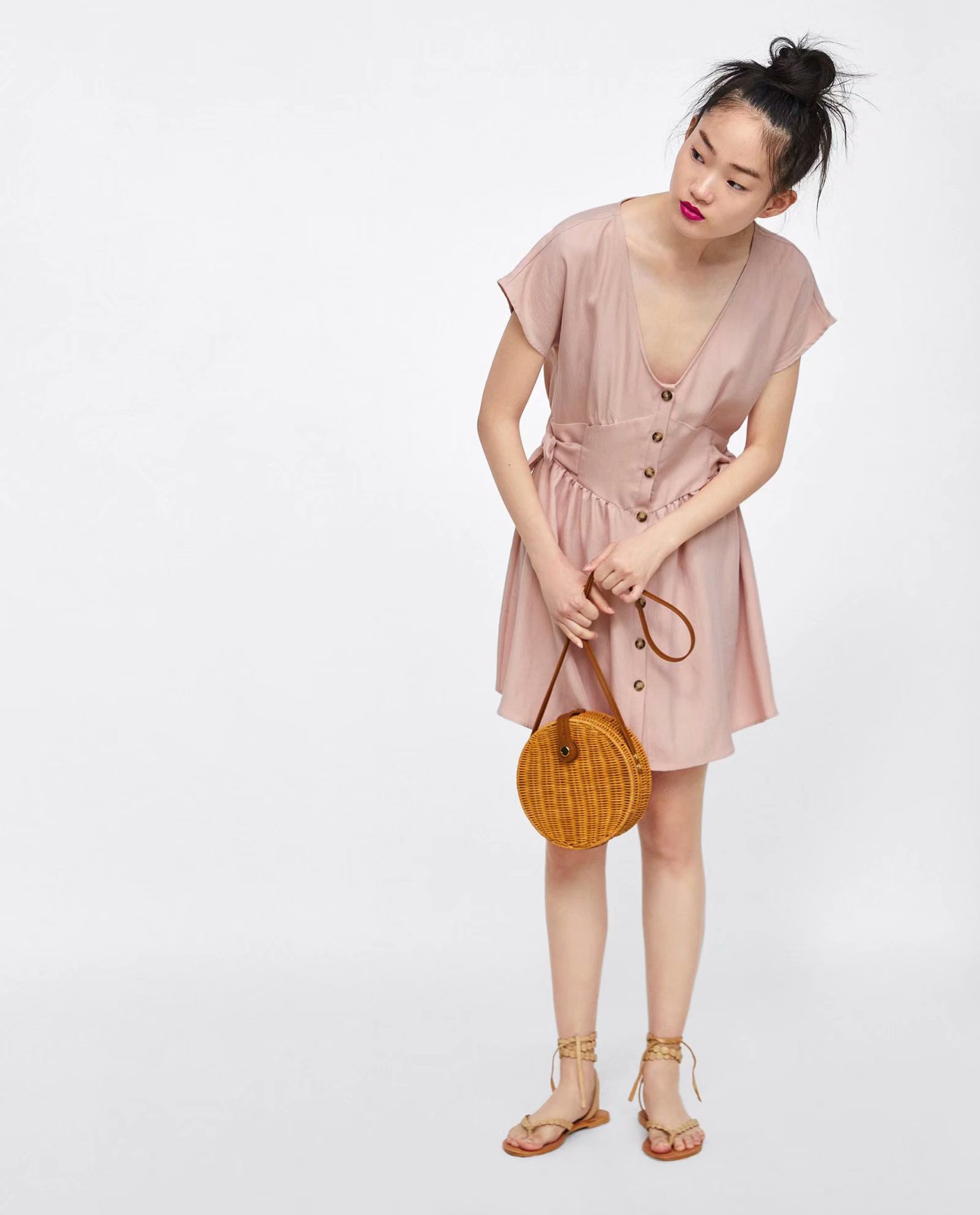 Polyester Fashionskirt(Pink-XS) NHAM4478-Pink-XS