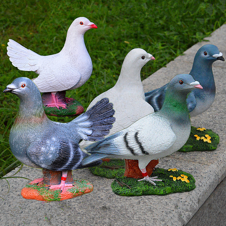仿真鸽子摆件树脂工艺品园艺景观雕塑花园庭院白鸽装饰品厂家批发