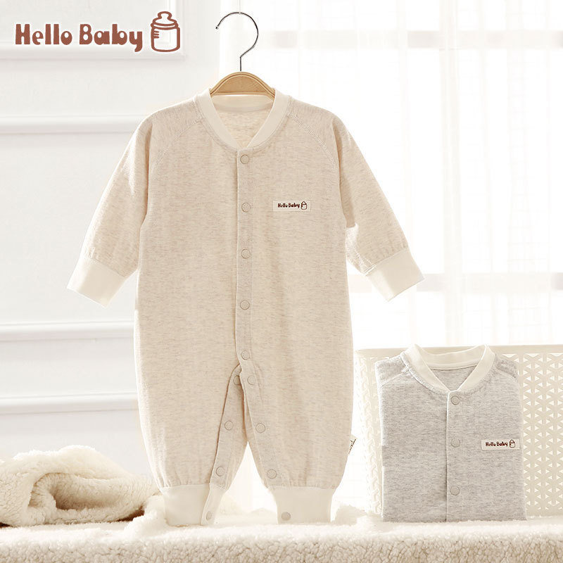 HELLOBABY新生儿哈衣睡衣宝宝爬爬服长袖哈衣宝宝长袖睡衣棉质春