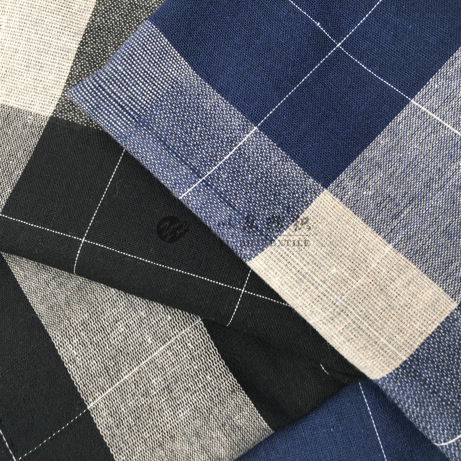 仿麻大格 色织格 男女通用 衬衫面料 厂家直销 现货供应