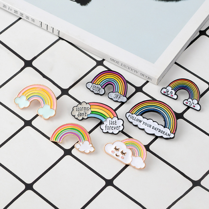 Cartoon Creative Rainbow Bridge Cloud Drip Oil Alloy Brooch display picture 4