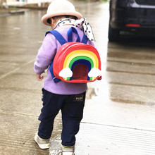 新款儿童彩虹背包 可爱迷你透明水晶双肩包 小童幼儿园出游包