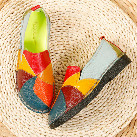 Giày mùa hè 2018 mẫu giày đế bệt cho nữ giày gió nữ quốc gia Giày đậu trung niên một thế hệ Giày mẹ