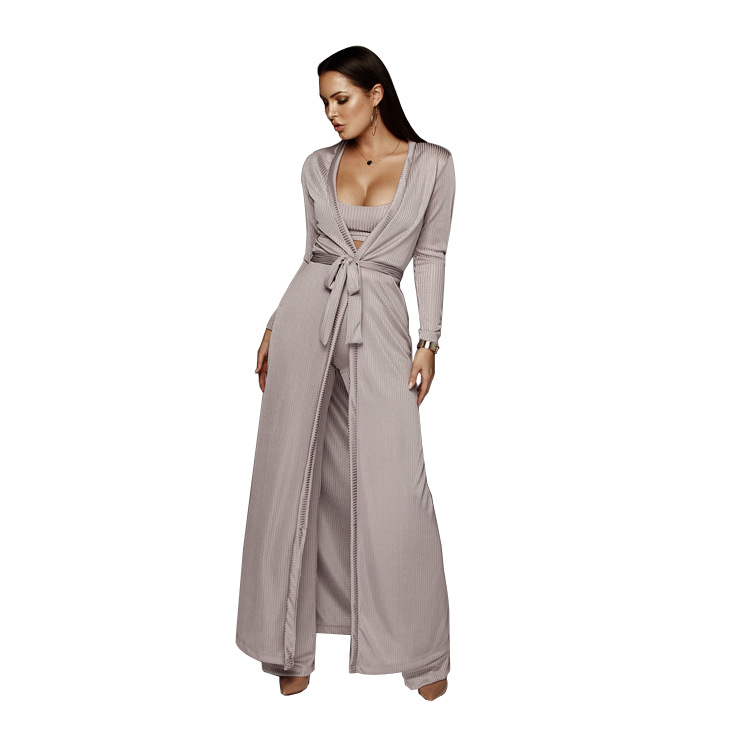 solid color cloak & vest & pants 3-piece set NSMYF88824