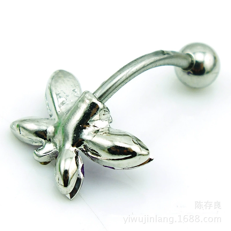 Belly button piercing with bow, physiological accessory