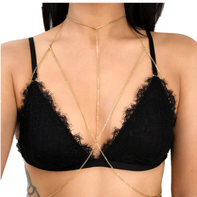 歐美外貿飾品 夏季熱賣 時尚流行比基尼沙灘文胸鏈性感誇張身體鏈