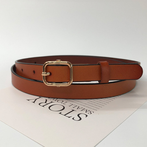 Wholesale Women's Belt Korean Style Fashionable Cowhide Thin Belt with Dress Decorative Belt Cowhide Belt