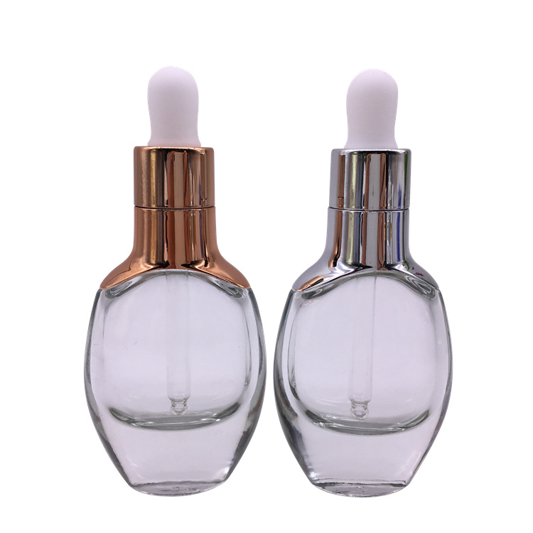 【现货】30ml新款厚底扁瓶 配高档滴管精油瓶 精华液瓶化妆品玻璃