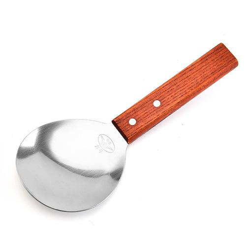 Spatula, stainless steel rice spatula, heat-insulating wooden handle rice spatula, cooking utensil, rice scooping spatula