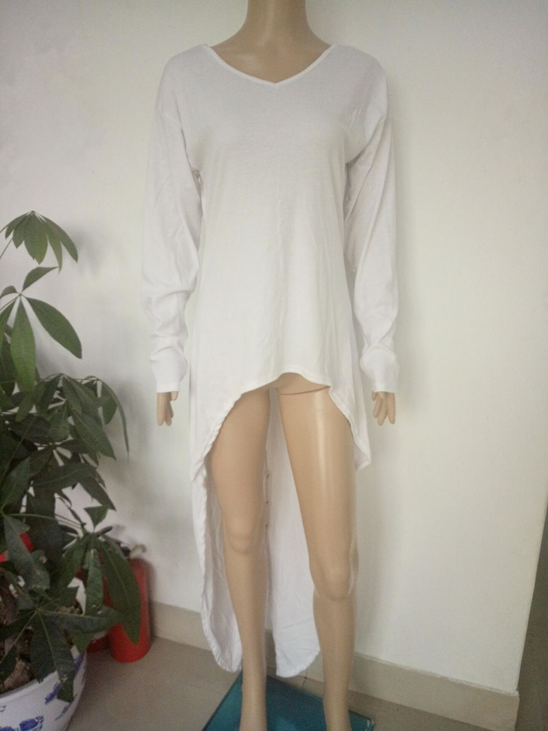 Long Sleeve Irregular Hem Dress Thick Fabric Deep V Neck Fashionable Design Autumn and Winter Wear Wholesale