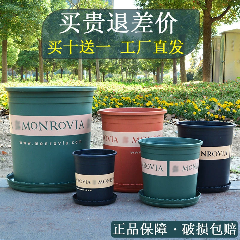 Новый галлонный горшок Пластиковый цветочный горшок для растений Балкон Роза Зеленая Роза Круглый цветок из смолы Большой цветочный горшок
