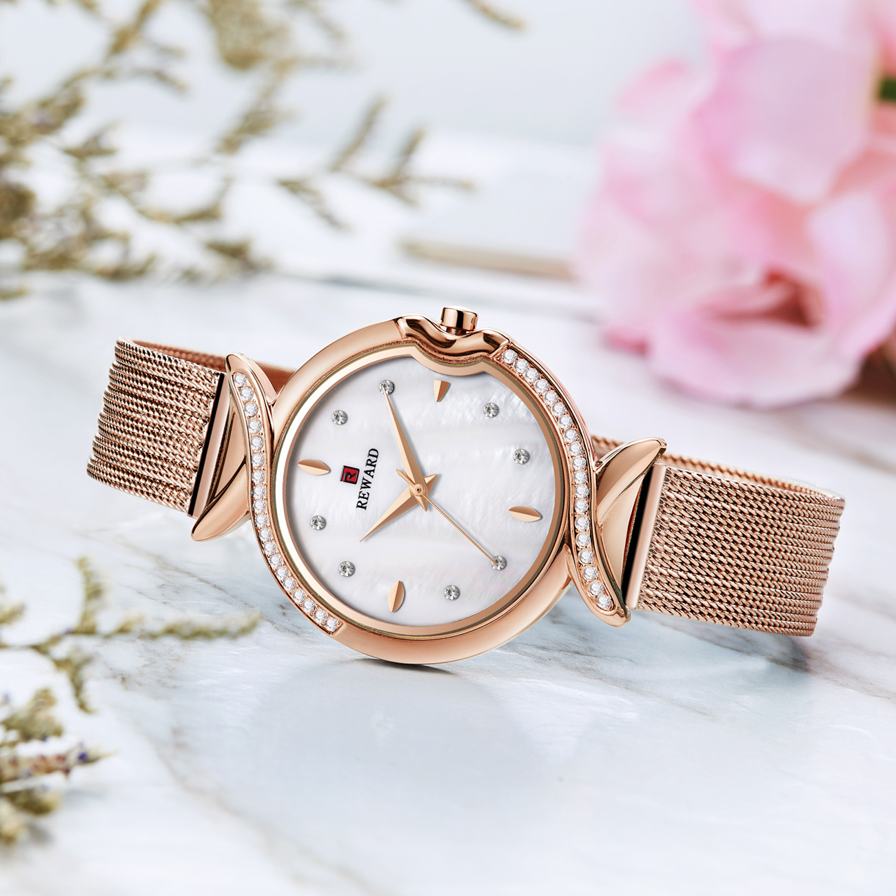 Relógio de quartzo feminino à prova d'água aço inoxidável_voghion.com