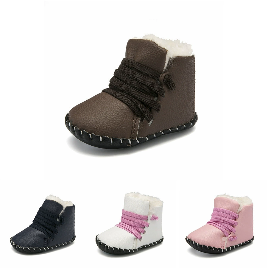 От 0 до 1 года детская хлопковая обувь для малышей, домашняя резиновая подошва, нескользящая однотонная детская обувь, теплая зимняя обувь, поколение волос
