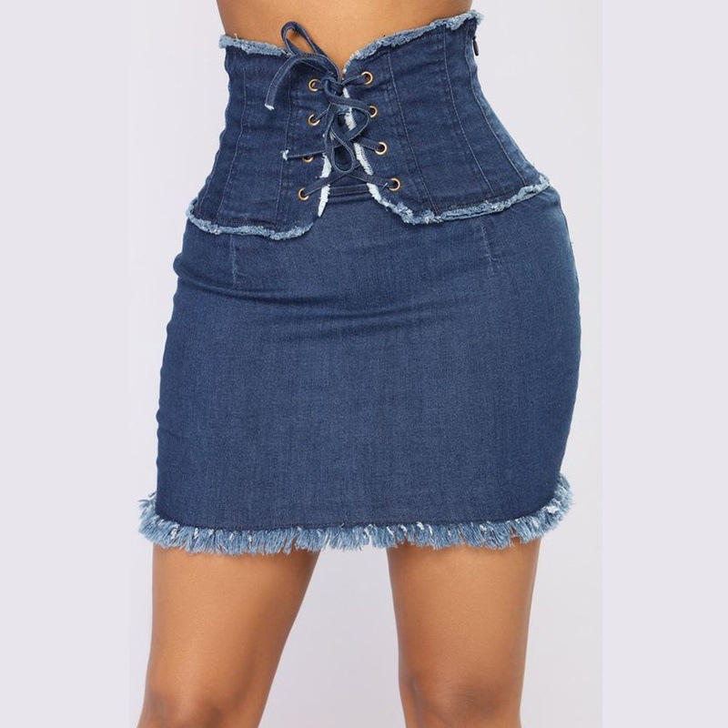 new waist elastic denim skirt NSTH63723