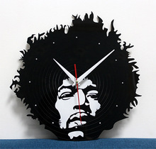 摇滚电吉他吉米·亨德里克斯时尚创意黑胶CD唱片挂钟家居装饰挂表