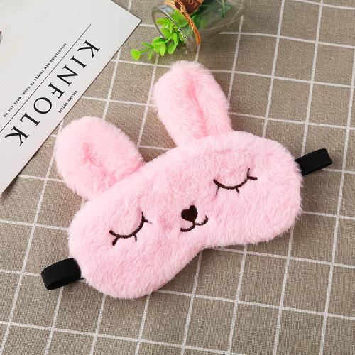 Cute plush squinting rabbit eye mask cartoon light blocking sleep eye mask eye mask wholesale hot and cold compress rabbit light blocking