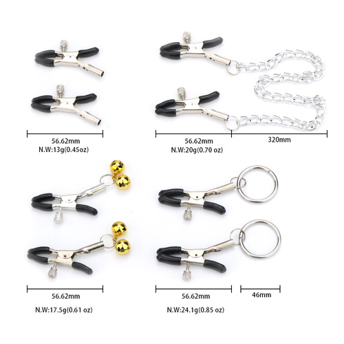 Adult sex toy metal nipple clamp with chain bell model nipple teasing female breast stimulation flirting toy