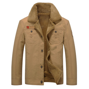 外贸亚马逊ebay速卖通男士纯棉夹克男装加绒加厚爸爸中年装jacket