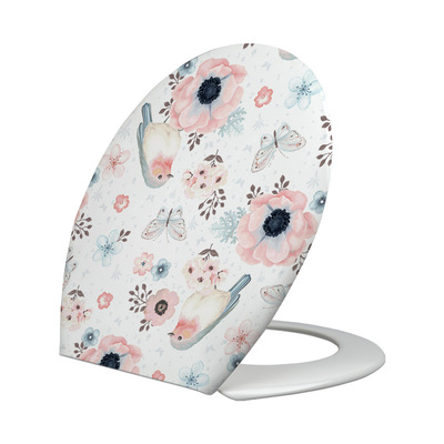 印花加厚PVC 18寸通用U型马桶盖缓降座便圈厕所盖板坐便配件 热卖|ms