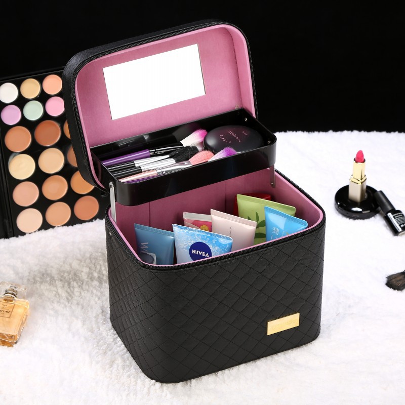 韩国便携化妆包定制多功能少女手提收纳盒子大容量多层化妆箱网红|ms