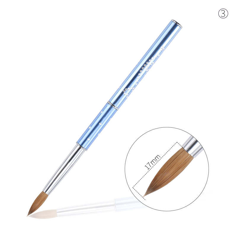 Concubina cepillo de uñas 30% contenido de uñas de pelo de visón talla de la pluma de metal azul taladro varilla de uñas pluma de pintura de cristal