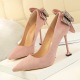 17175-8 Korean sexy nightclub with fine suede, shallow, pointed, after water, bow, women's shoes.